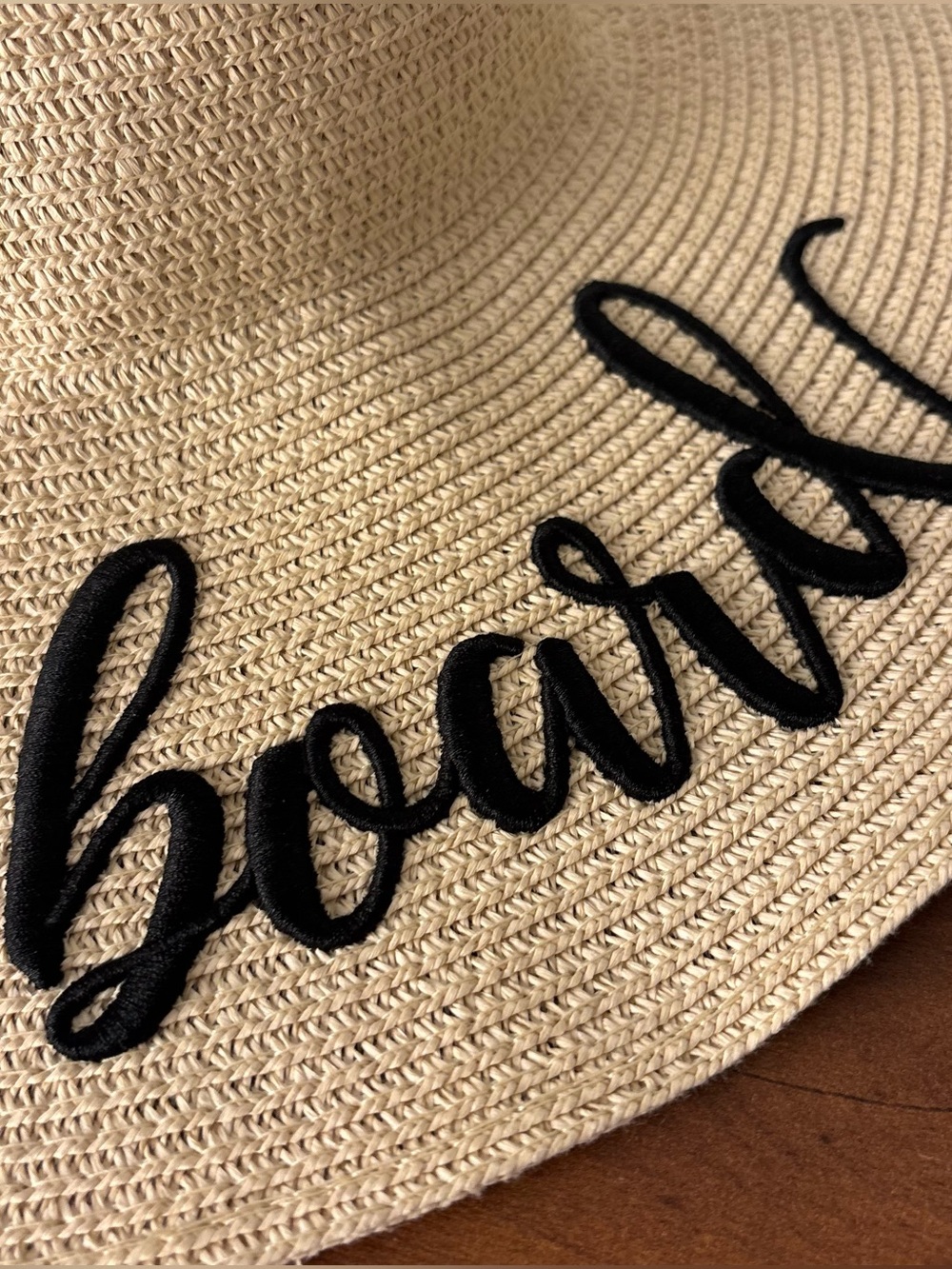Baby on Board Embroidered Sun Hat Baby Shower Babymoon Straw Beach Hat Summer - Picture 6 of 7